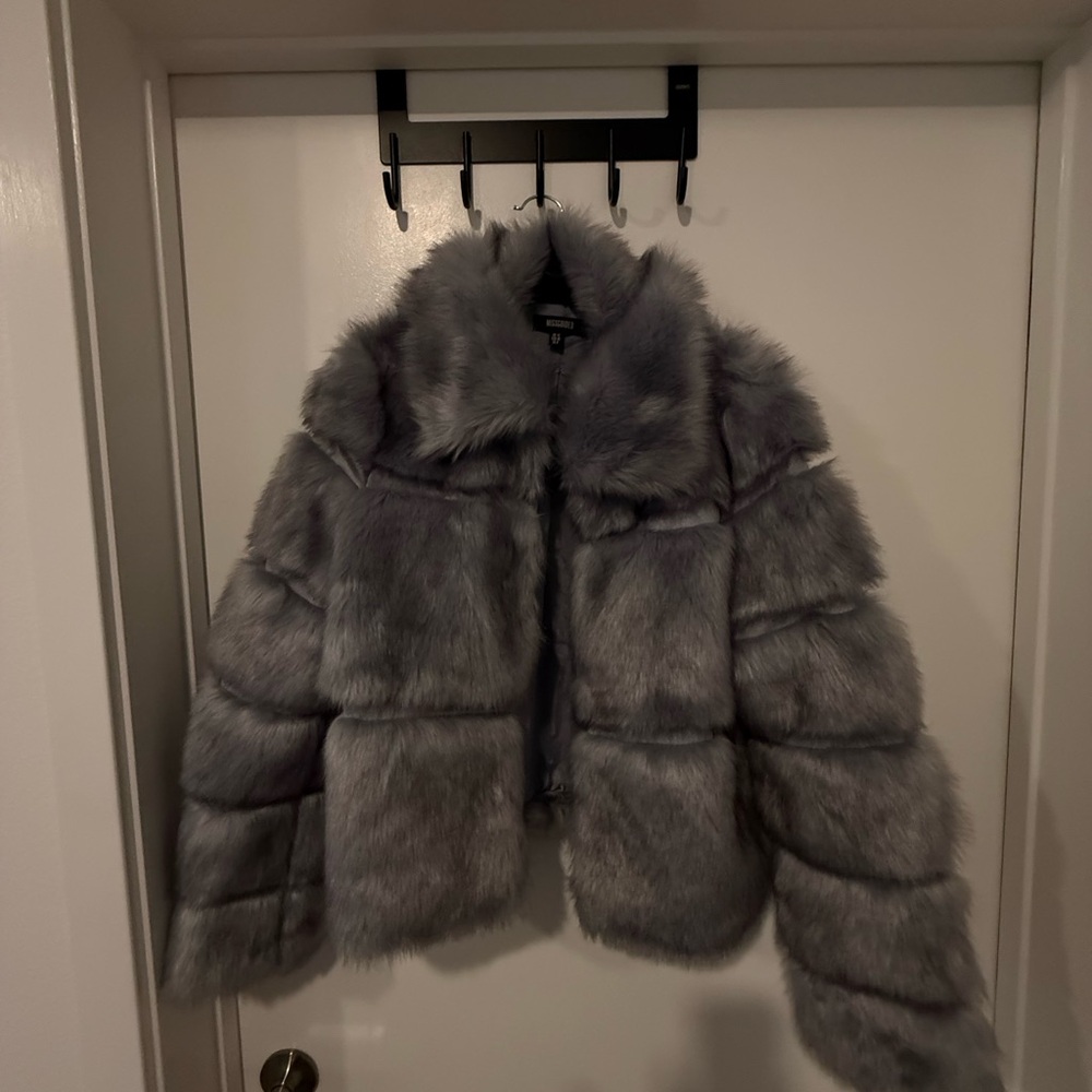 Missguided + Plush Gray Teddy Jacket